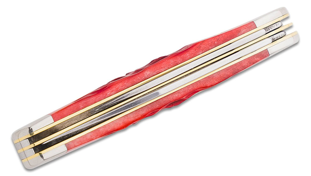 CASE USA Peach Seed Jig Dark Red Bone Medium Stockman 3.63" Closed (6318 CS) - Carbon Steel, Slipjoint (non-locking) KNIVE NEW