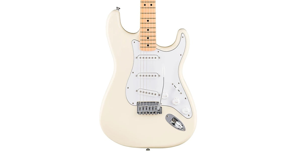 a...FENDER STANDARD STRATOCASTER Maple Fingerboard Electric Guitar Olympic White w/FENDER BLACK PREMIUM GIG BAG NEW