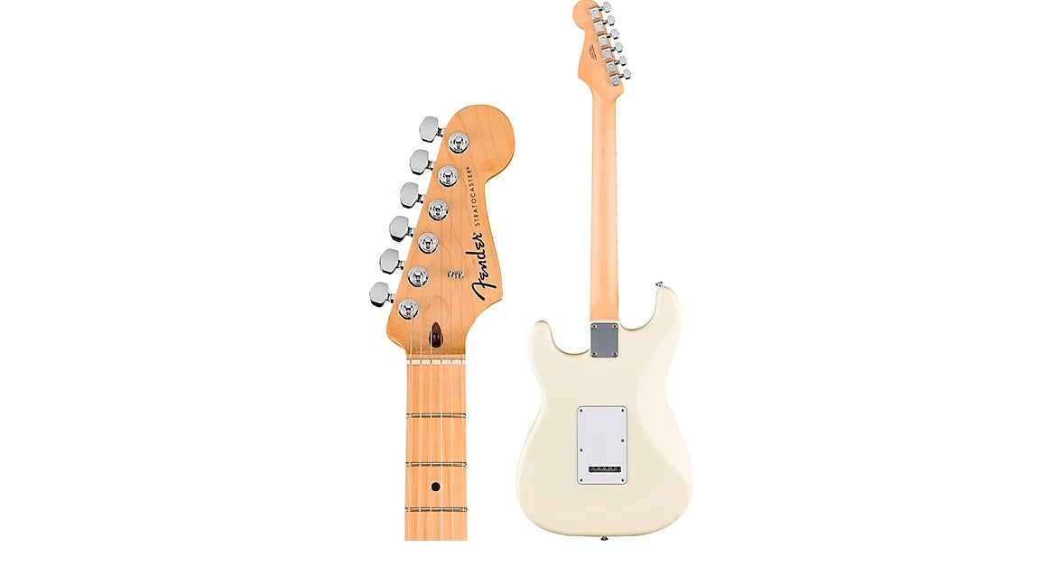 a...FENDER STANDARD STRATOCASTER Maple Fingerboard Electric Guitar Olympic White w/FENDER BLACK PREMIUM GIG BAG NEW