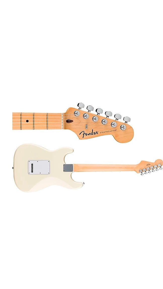 a...FENDER STANDARD STRATOCASTER Maple Fingerboard Electric Guitar Olympic White w/FENDER BLACK PREMIUM GIG BAG NEW