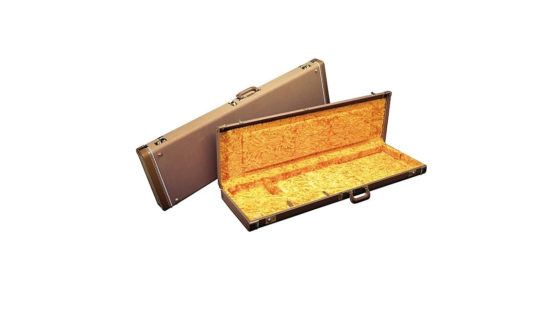 be...FENDER JAZZMASTER Hardshell Case Brown Gold Plush Interior GUITAR CASE NEW