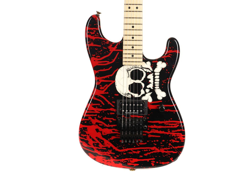 a...CHAEVEL USA Warren Demartini Signature Blood and Skull 2008 GUITAR w/BLACK CASE PRE-OWNED
