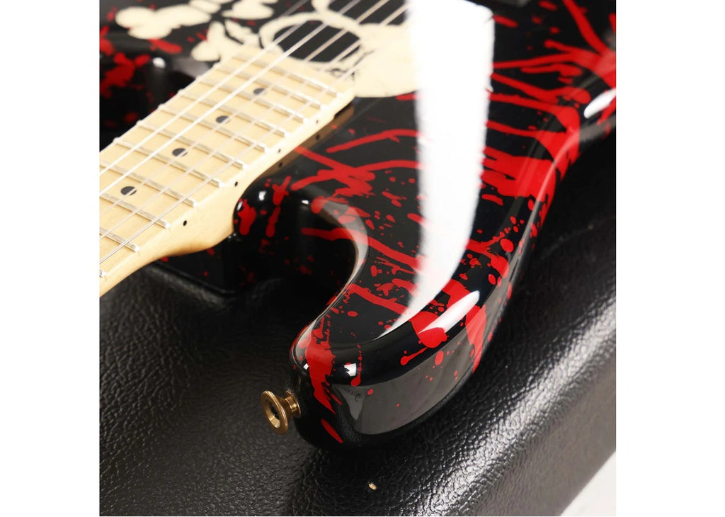 a...CHAEVEL USA Warren Demartini Signature Blood and Skull 2008 GUITAR w/BLACK CASE PRE-OWNED