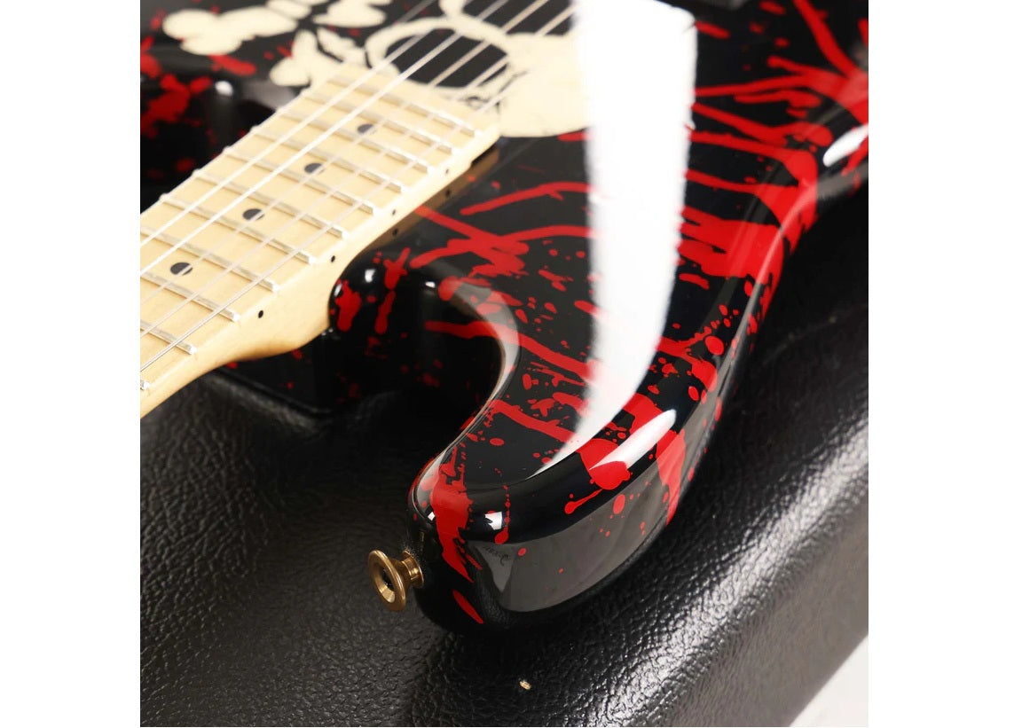 a...CHAEVEL USA Warren Demartini Signature Blood and Skull 2008 GUITAR w/BLACK CASE PRE-OWNED