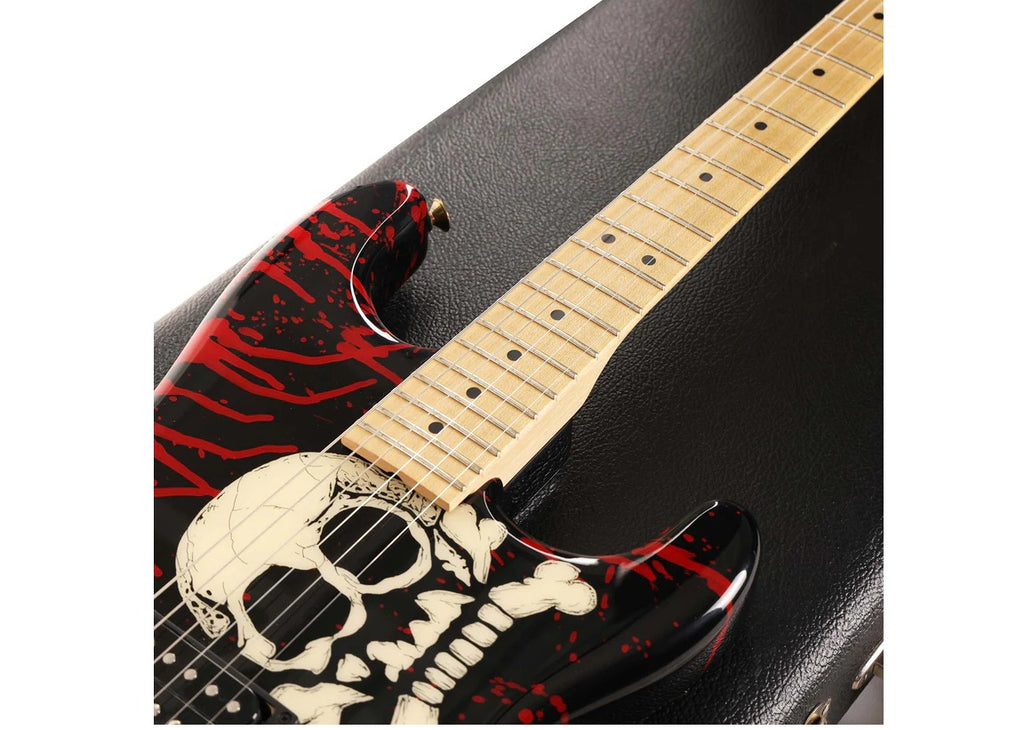 a...CHAEVEL USA Warren Demartini Signature Blood and Skull 2008 GUITAR w/BLACK CASE PRE-OWNED