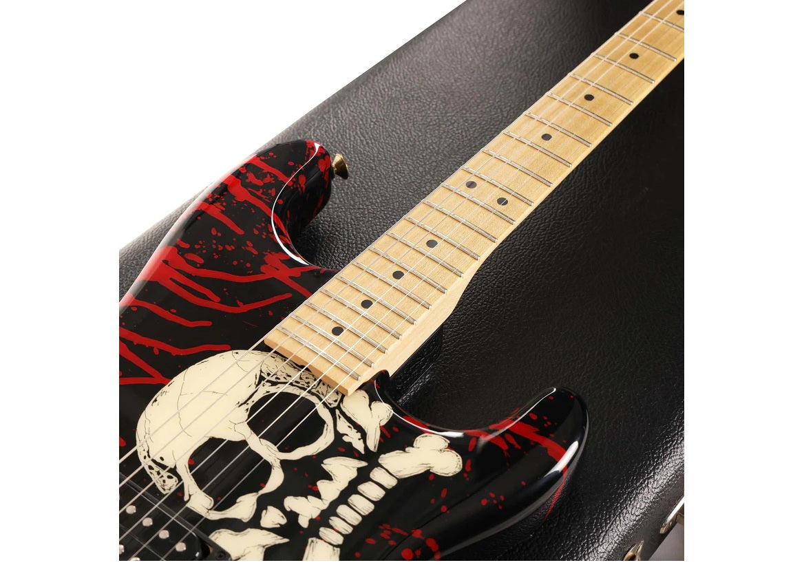 a...CHAEVEL USA Warren Demartini Signature Blood and Skull 2008 GUITAR w/BLACK CASE PRE-OWNED