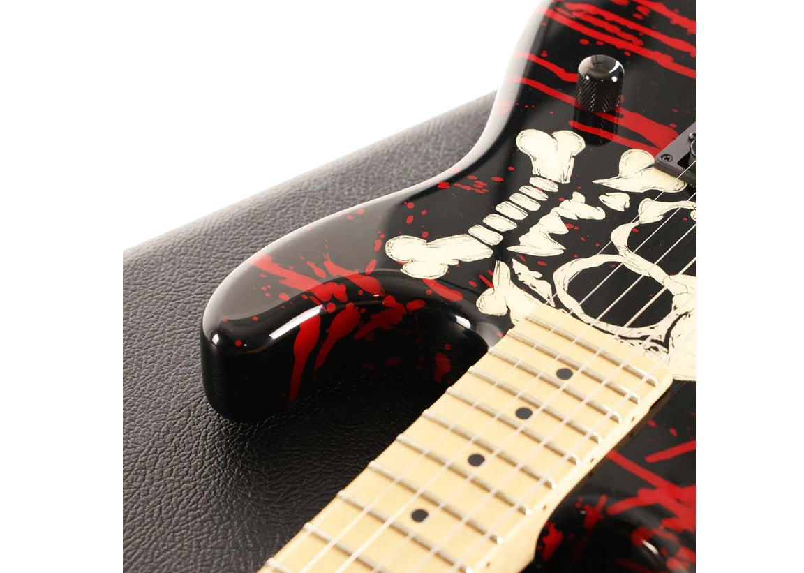 a...CHAEVEL USA Warren Demartini Signature Blood and Skull 2008 GUITAR w/BLACK CASE PRE-OWNED