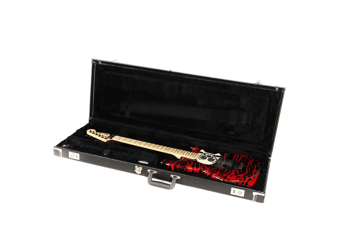 a...CHAEVEL USA Warren Demartini Signature Blood and Skull 2008 GUITAR w/BLACK CASE PRE-OWNED