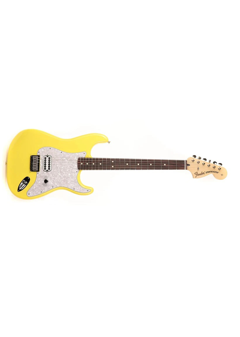 a...FENDER USA Limited Edition Tom DeLonge Stratocaster Graffiti YELLOW 2023 GUITAR w/BLACK CASE PRE-OWNED