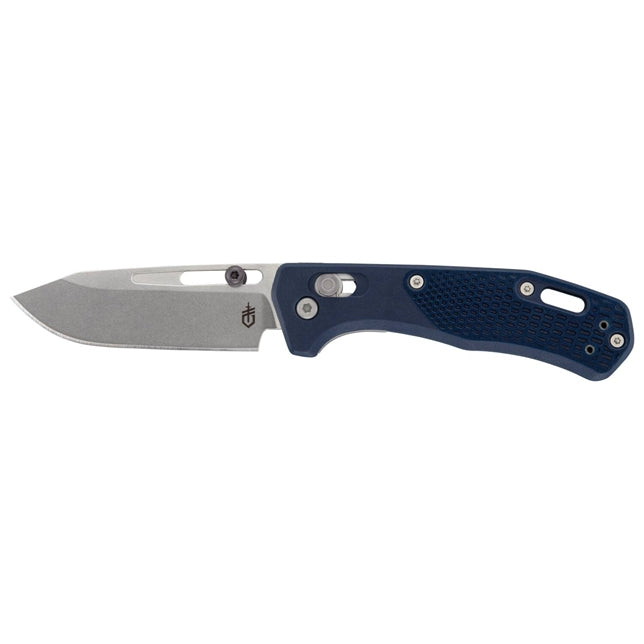 GERBER USA Assert Magnacut BLUE Knife, FOLDING BLADE Hunting Knife w/Sheath NEW