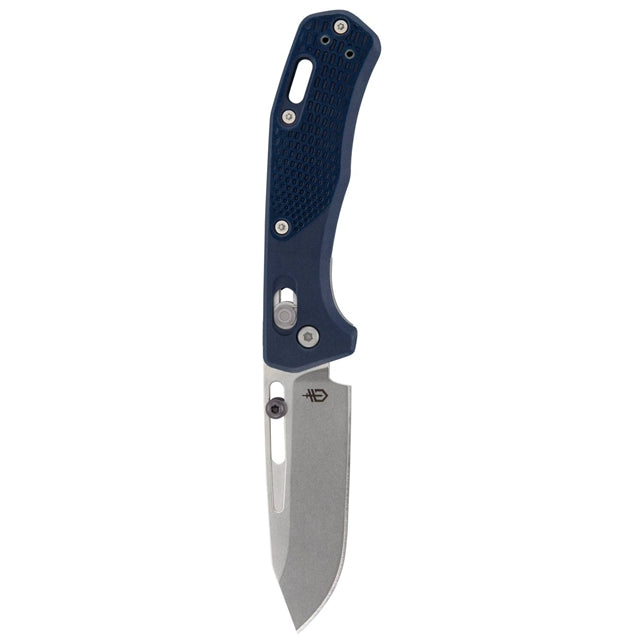 GERBER USA Assert Magnacut BLUE Knife, FOLDING BLADE Hunting Knife w/Sheath NEW