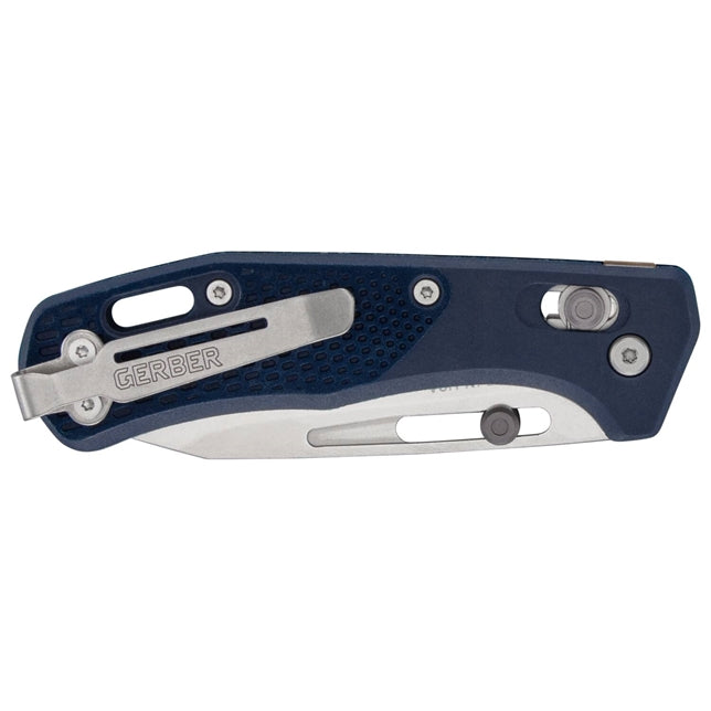 GERBER USA Assert Magnacut BLUE Knife, FOLDING BLADE Hunting Knife w/Sheath NEW