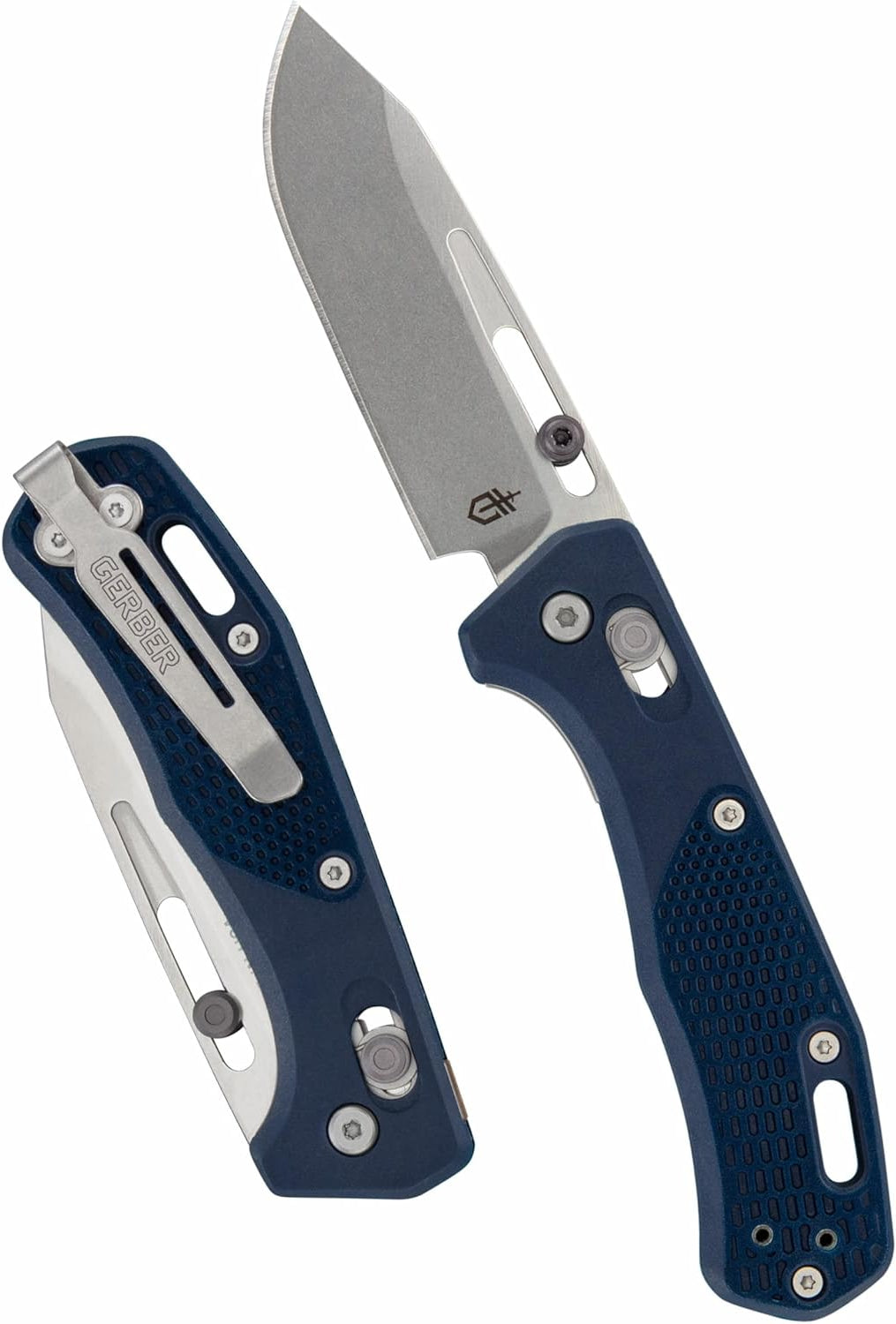 GERBER USA Assert Magnacut BLUE Knife, FOLDING BLADE Hunting Knife w/Sheath NEW