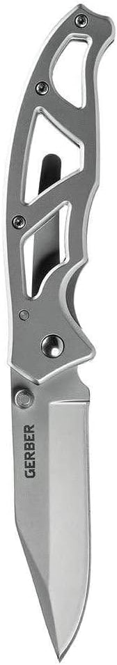 GERBER USA GERBER Paraframe Combo: 4.13" (10.49cm) Closed, 3" (7.62cm) Stainless Blade, Black Stainless Steel Handle, Includes Mullet Keychain Tool &amp; Barbill Wallet Knife w/Sheath NEW
