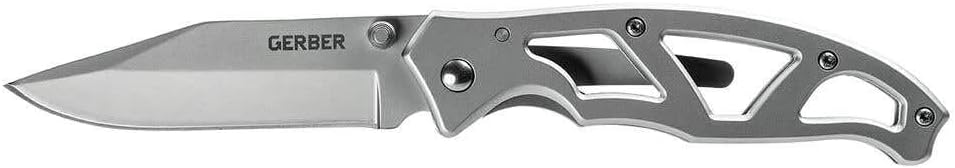 GERBER USA GERBER Paraframe Combo: 4.13" (10.49cm) Closed, 3" (7.62cm) Stainless Blade, Black Stainless Steel Handle, Includes Mullet Keychain Tool &amp; Barbill Wallet Knife w/Sheath NEW