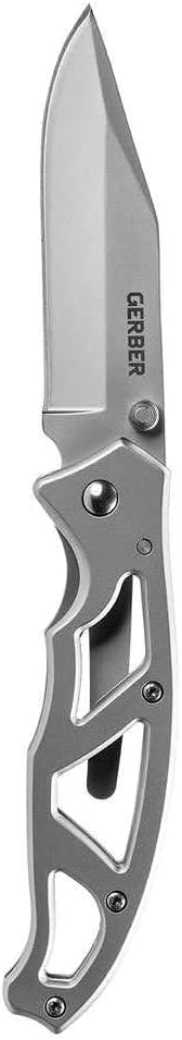 GERBER USA GERBER Paraframe Combo: 4.13" (10.49cm) Closed, 3" (7.62cm) Stainless Blade, Black Stainless Steel Handle, Includes Mullet Keychain Tool &amp; Barbill Wallet Knife w/Sheath NEW