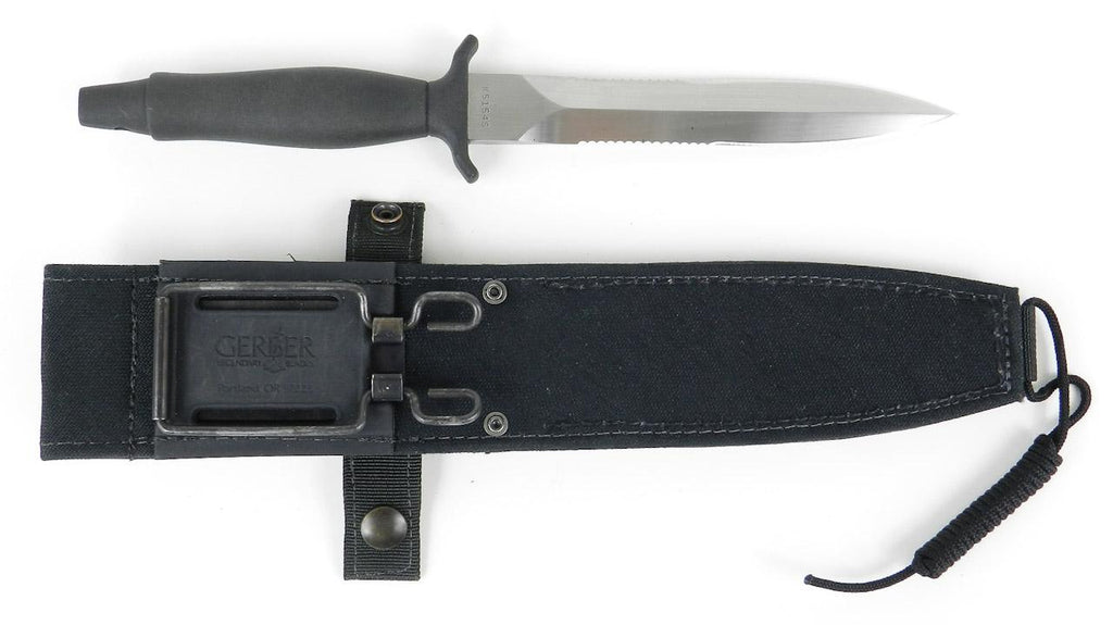 GERBER USA MARK 11 COMBAT Knife, Fixed Blade Hunting Knife Leather Handle w/Sheath PRE-OWNED