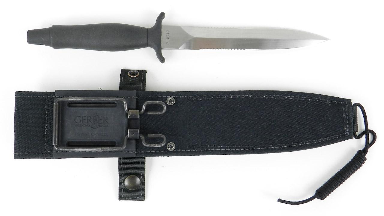 GERBER USA MARK 11 COMBAT Knife, Fixed Blade Hunting Knife Leather Handle w/Sheath PRE-OWNED