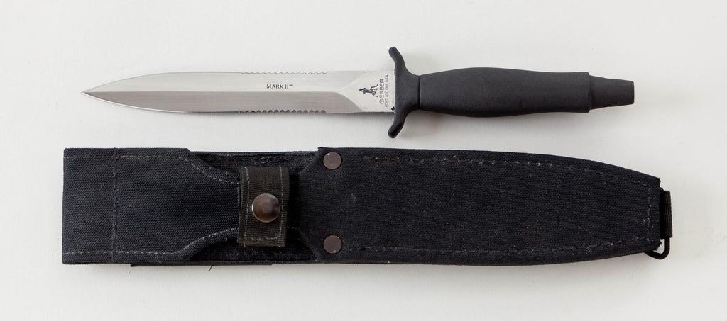 GERBER USA MARK 11 COMBAT Knife, Fixed Blade Hunting Knife Leather Handle w/Sheath PRE-OWNED