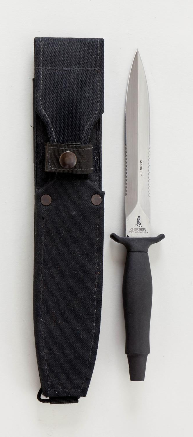 GERBER USA MARK 11 COMBAT Knife, Fixed Blade Hunting Knife Leather Handle w/Sheath PRE-OWNED