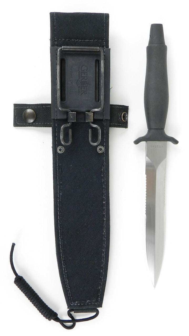 GERBER USA MARK 11 COMBAT Knife, Fixed Blade Hunting Knife Leather Handle w/Sheath PRE-OWNED