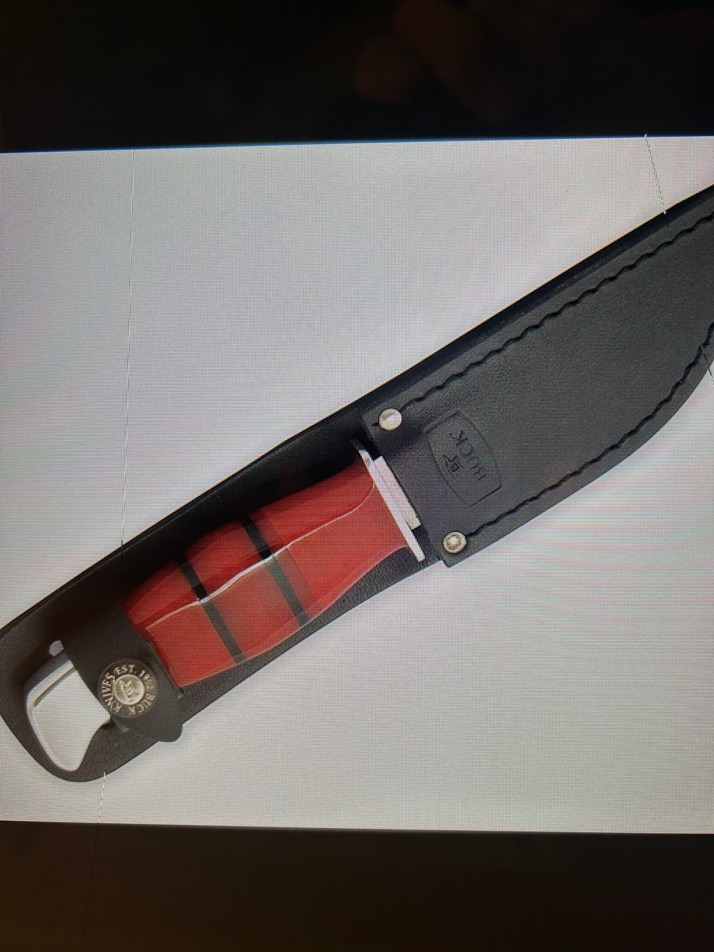 BUCK USA Knives 212 5.5"  ALL PURPOSE FIGHTER KNIFE BLACK-ORANGE  MICARTA HANDLE HIGH CARBON STEEL Fixed Blade Knife with Sheath NEW