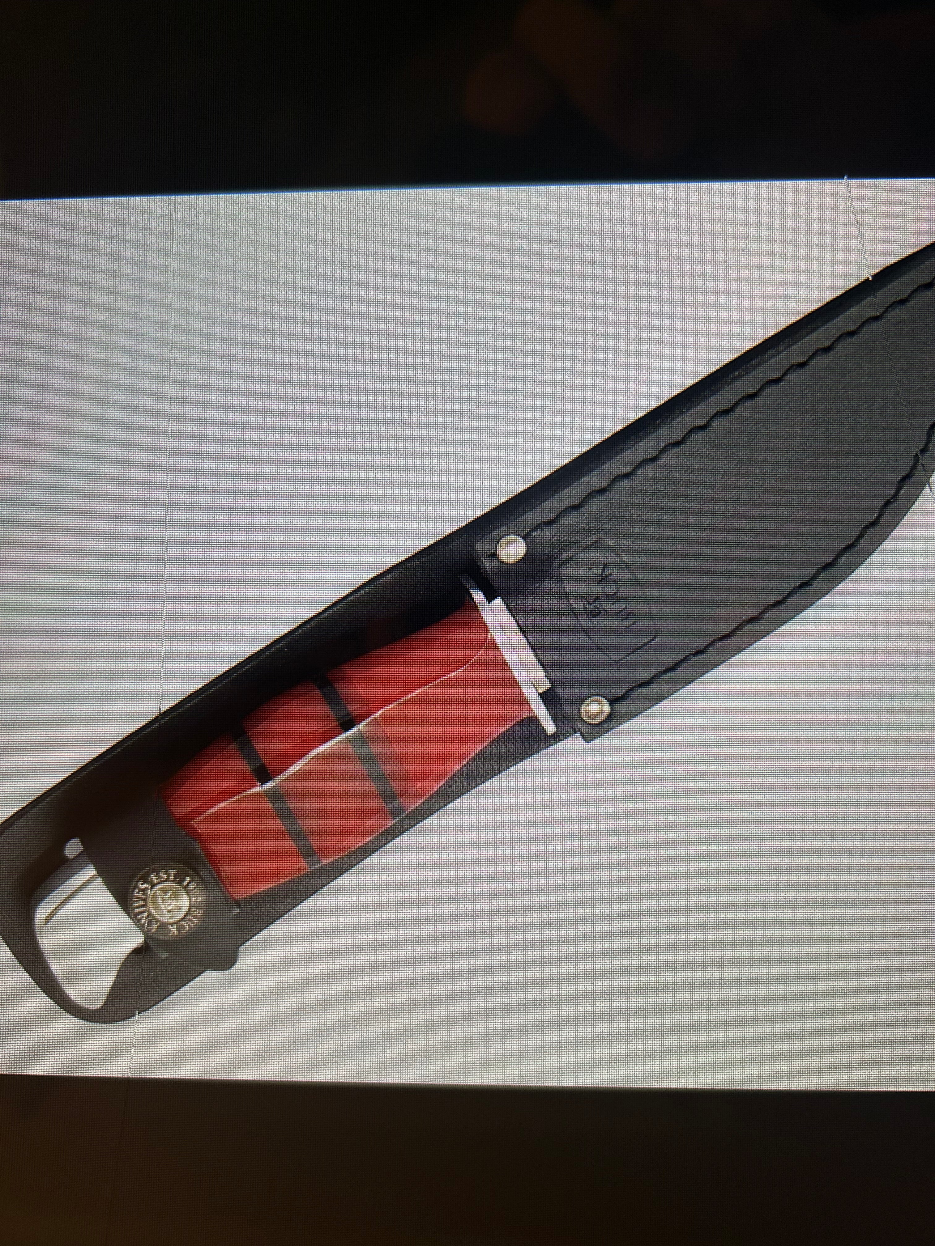 BUCK USA Knives 212 5.5"  ALL PURPOSE FIGHTER KNIFE BLACK-ORANGE  MICARTA HANDLE HIGH CARBON STEEL Fixed Blade Knife with Sheath NEW