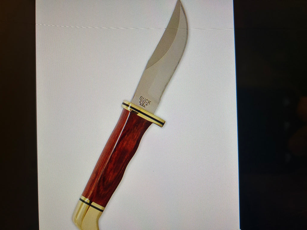 BUCK USA Knives 212 5.5"  ALL PURPOSE FIGHTER KNIFE CHERRY-GOLD MICARTA HANDLE HIGH CARBON STEEL Fixed Blade Knife with Sheath NEW