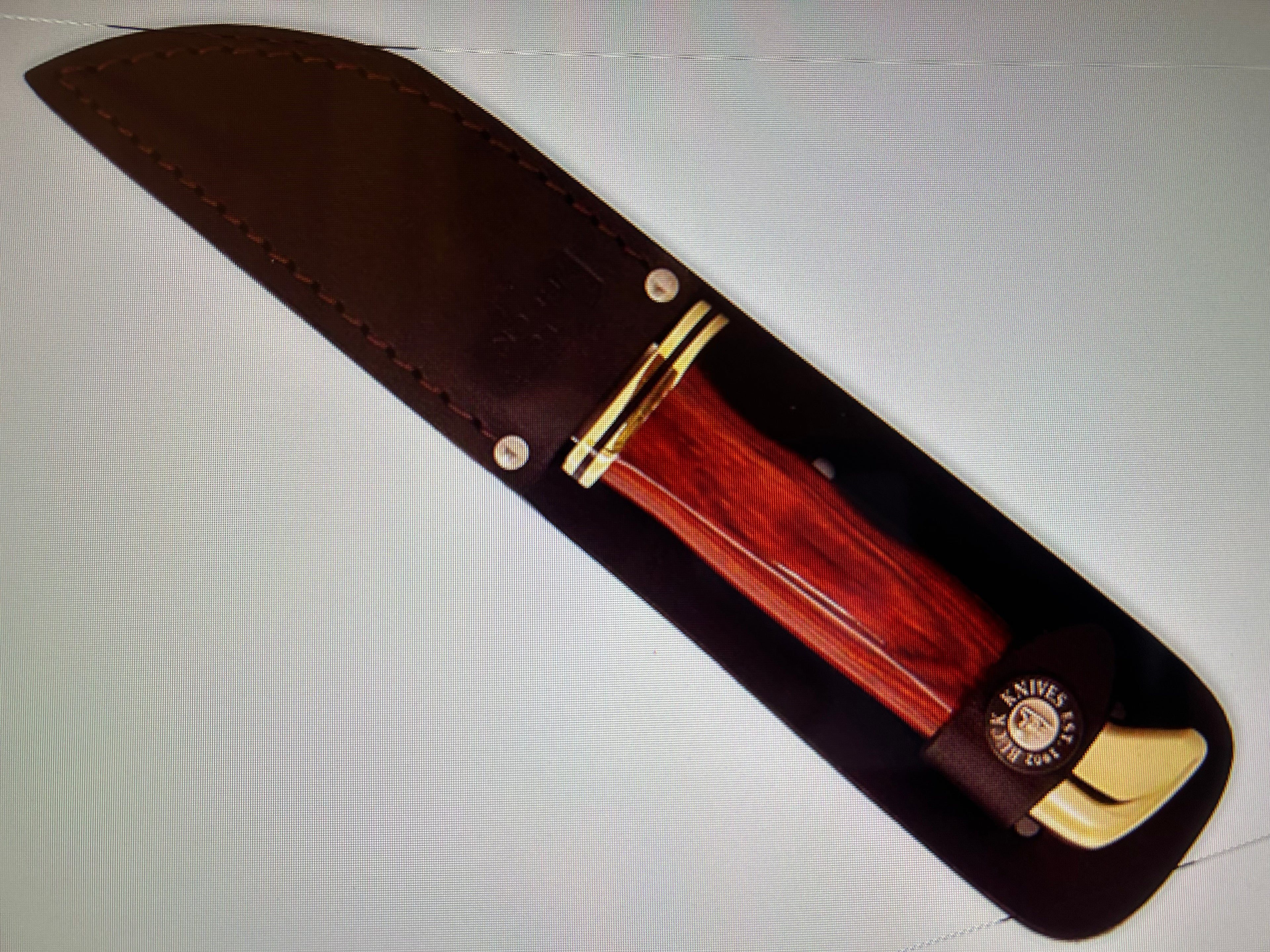 BUCK USA Knives 212 5.5"  ALL PURPOSE FIGHTER KNIFE CHERRY-GOLD MICARTA HANDLE HIGH CARBON STEEL Fixed Blade Knife with Sheath NEW