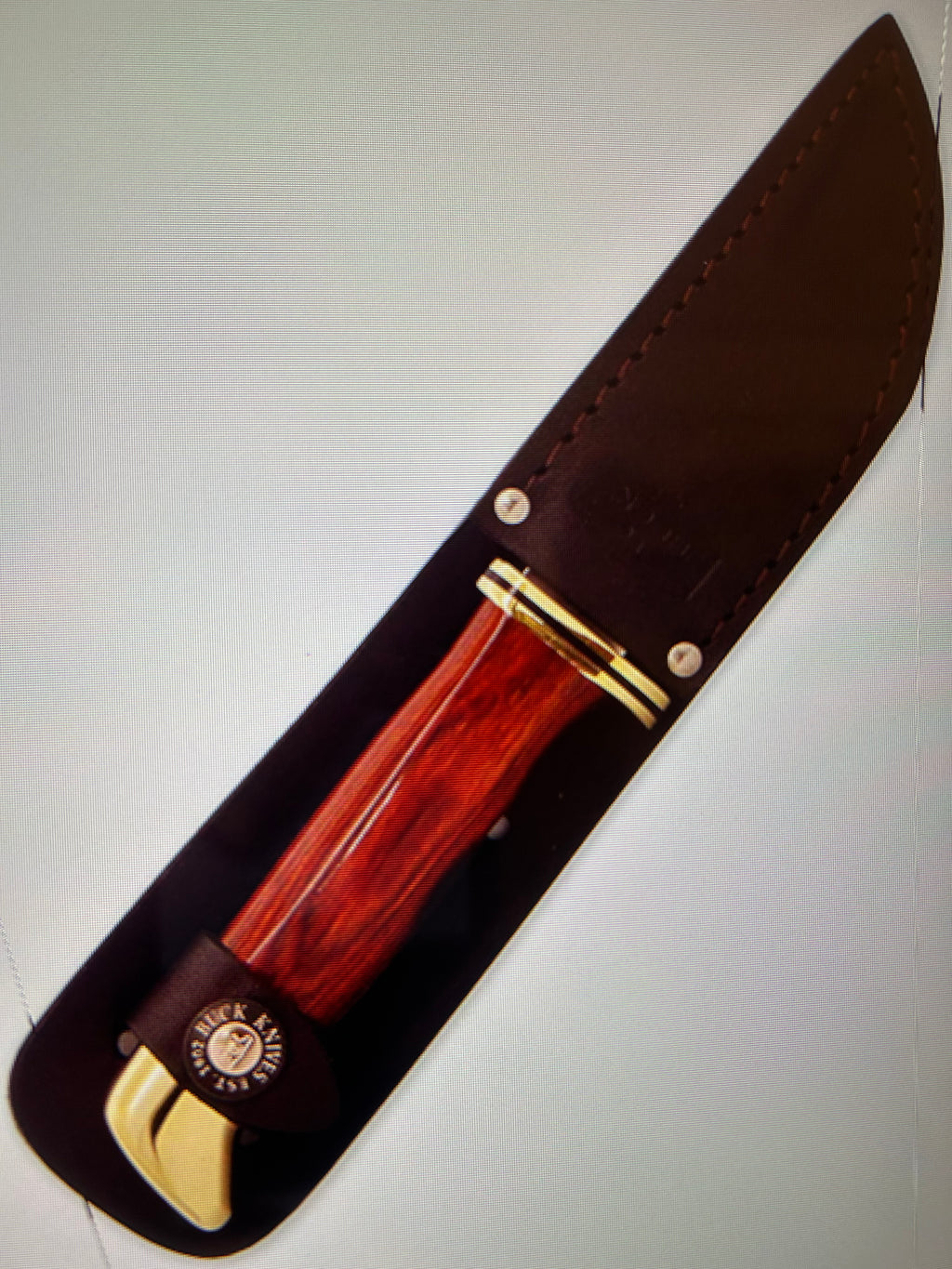 BUCK USA Knives 212 5.5"  ALL PURPOSE FIGHTER KNIFE CHERRY-GOLD MICARTA HANDLE HIGH CARBON STEEL Fixed Blade Knife with Sheath NEW