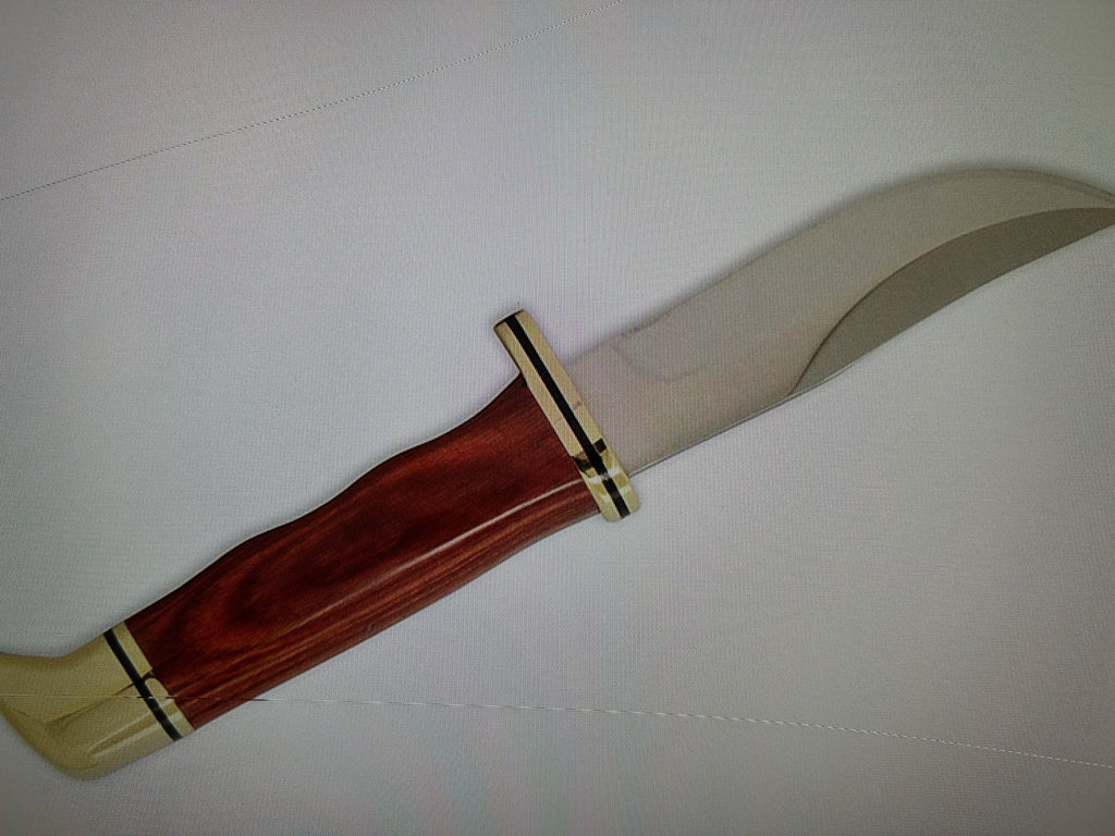 BUCK USA Knives 212 5.5"  ALL PURPOSE FIGHTER KNIFE CHERRY-GOLD MICARTA HANDLE HIGH CARBON STEEL Fixed Blade Knife with Sheath NEW