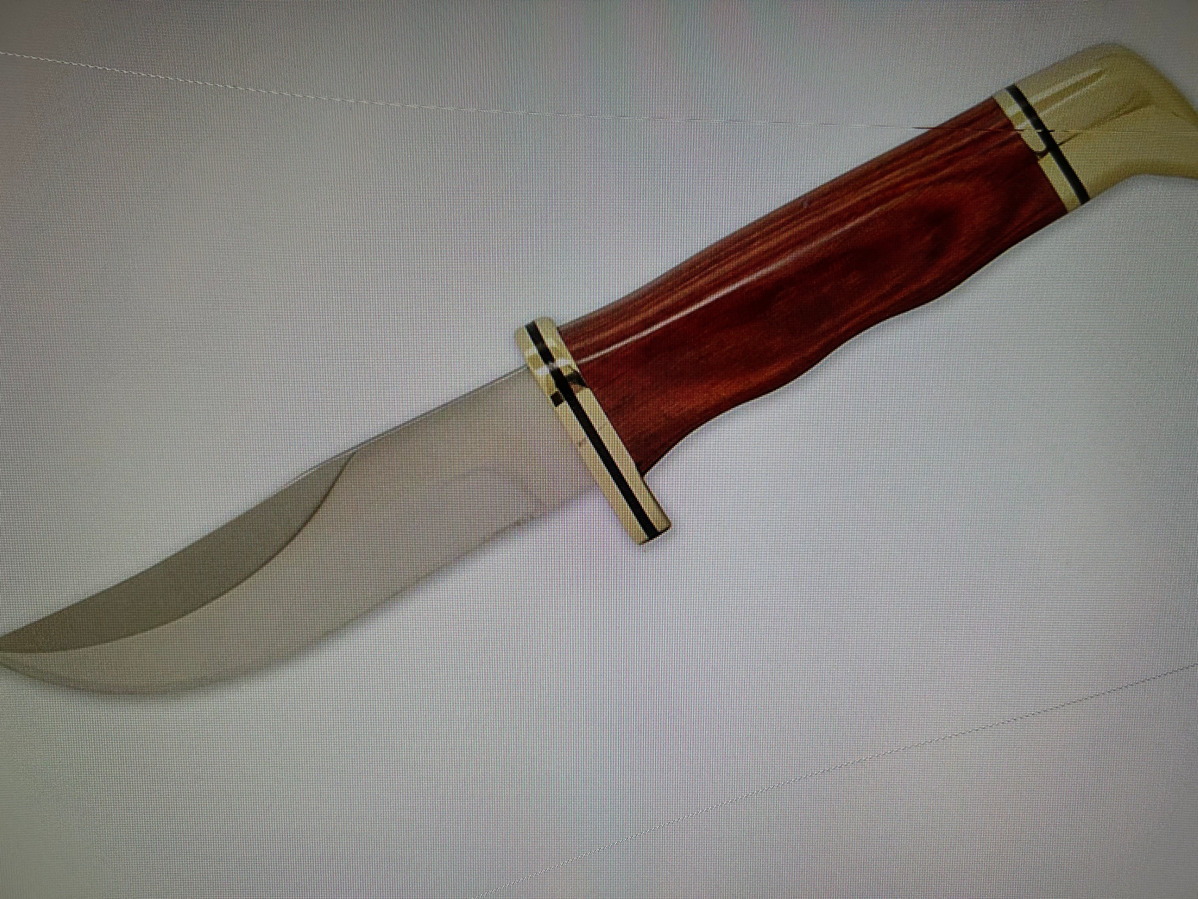 BUCK USA Knives 212 5.5"  ALL PURPOSE FIGHTER KNIFE CHERRY-GOLD MICARTA HANDLE HIGH CARBON STEEL Fixed Blade Knife with Sheath NEW