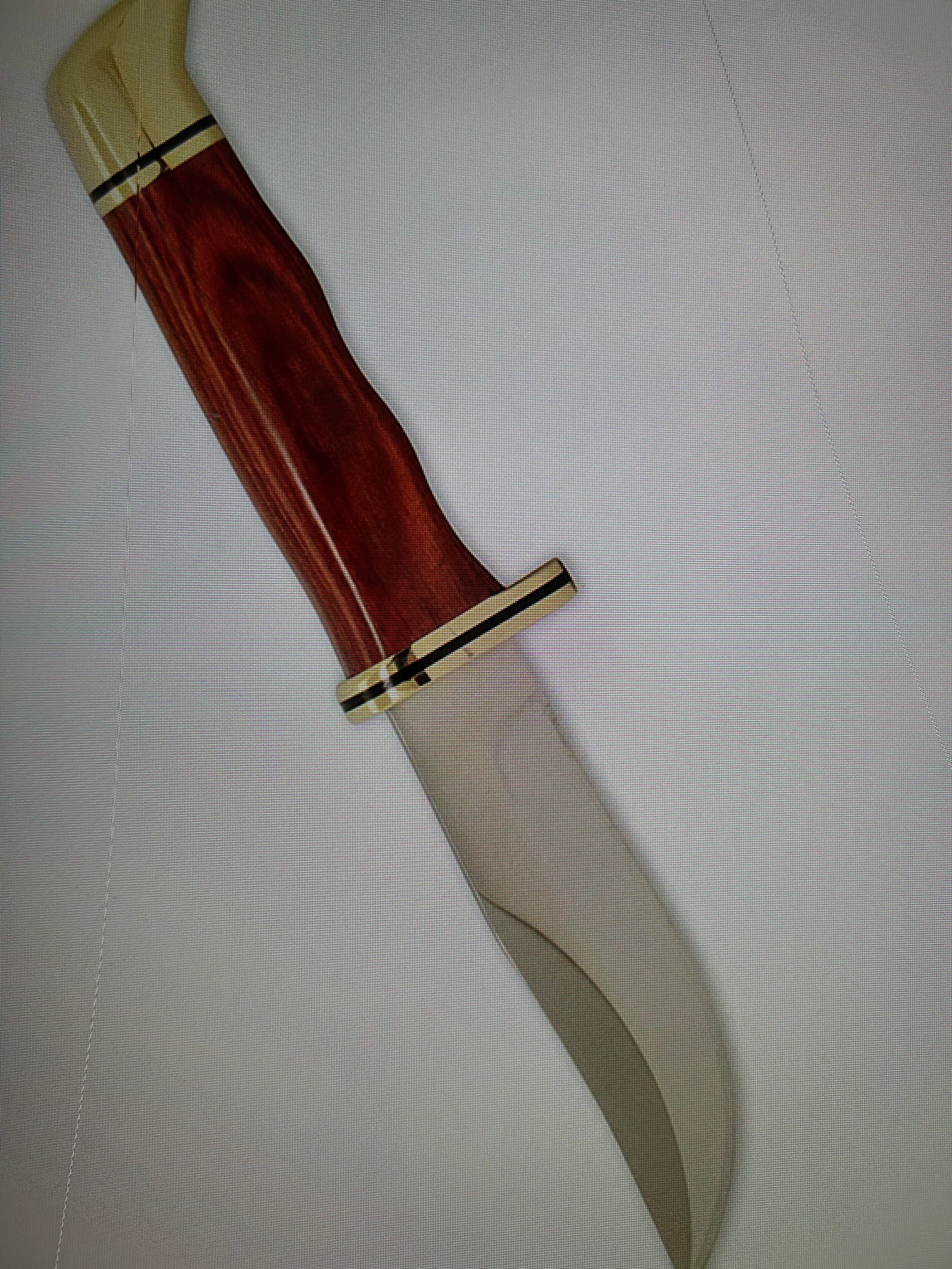 BUCK USA Knives 212 5.5"  ALL PURPOSE FIGHTER KNIFE CHERRY-GOLD MICARTA HANDLE HIGH CARBON STEEL Fixed Blade Knife with Sheath NEW