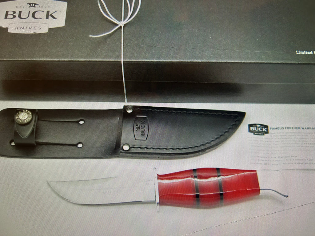 BUCK USA Knives 212 5.5"  ALL PURPOSE FIGHTER KNIFE BLACK-ORANGE  MICARTA HANDLE HIGH CARBON STEEL Fixed Blade Knife with Sheath NEW