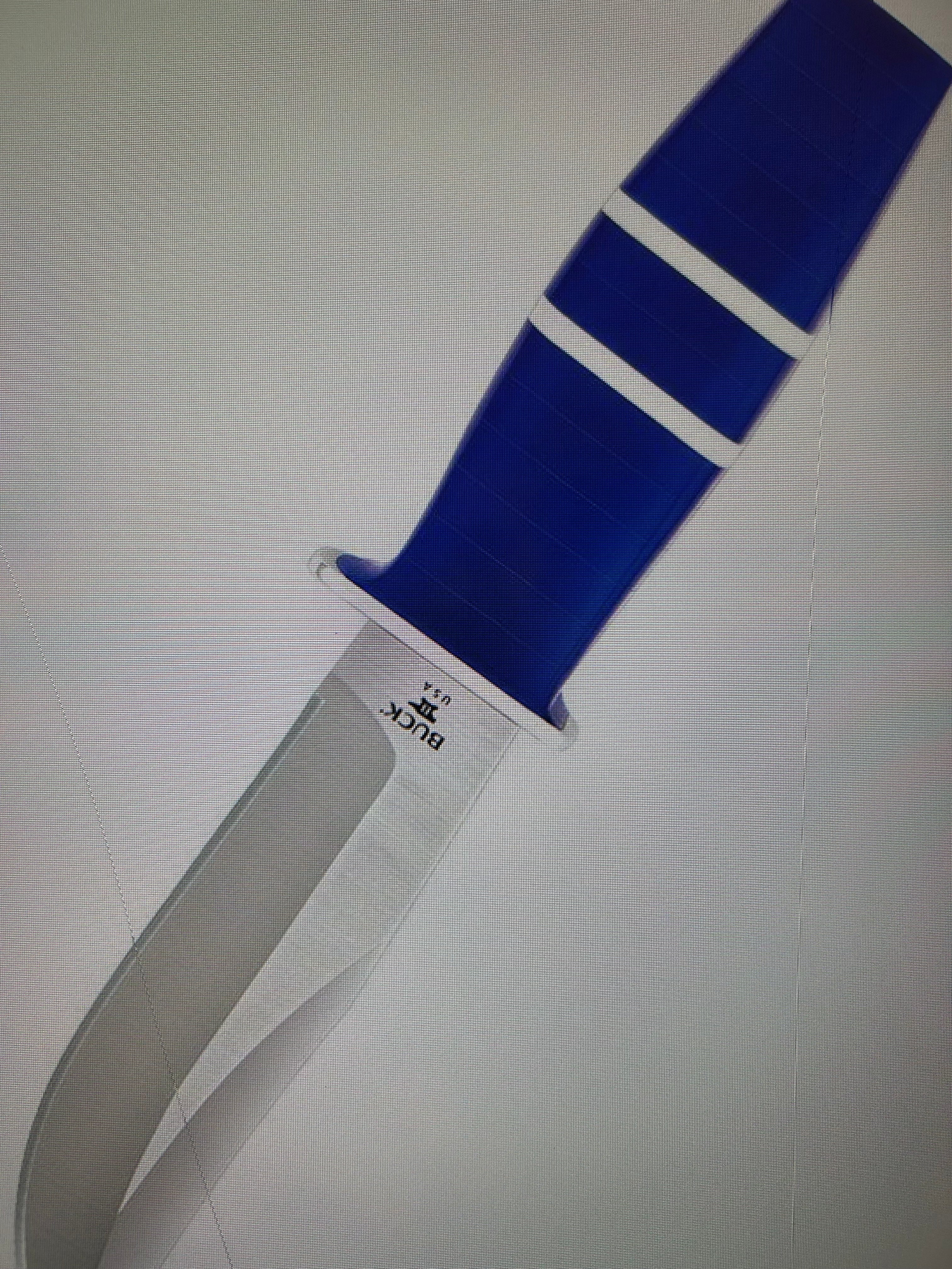 BUCK USA Knives 212 5.5"  ALL PURPOSE FIGHTER KNIFE COBALT BLUE-WHITE MICARTA HANDLE HIGH CARBON STEEL Fixed Blade Knife with Sheath NEW