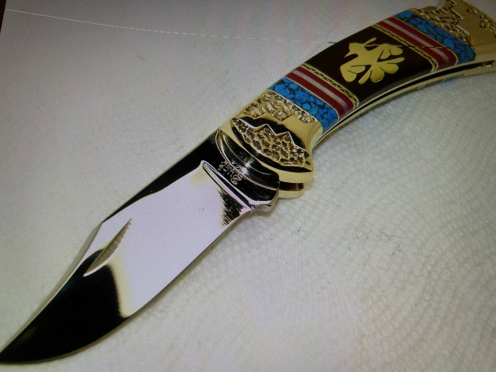 BUCK USA CUSTOM LTD 1995 DAVID YELLOWHORSE THUNDERBIRD 112 LOCKBACK POCKET KNIFE NEW