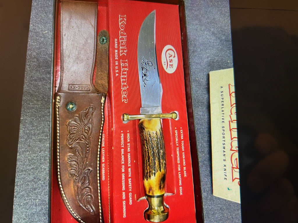 CASE XX USA KODIAK HUNTER 7" STAG HANDLE KNIFE w/LEATHER SHEATH FIXED BLADE KNIFE NEW