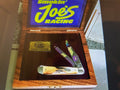 a... Case XX USA Vintage 2000 Trapper Pocket Smoking Joe's Knife White-Yellow Stag Handle w/Sheath Pre-OWNED