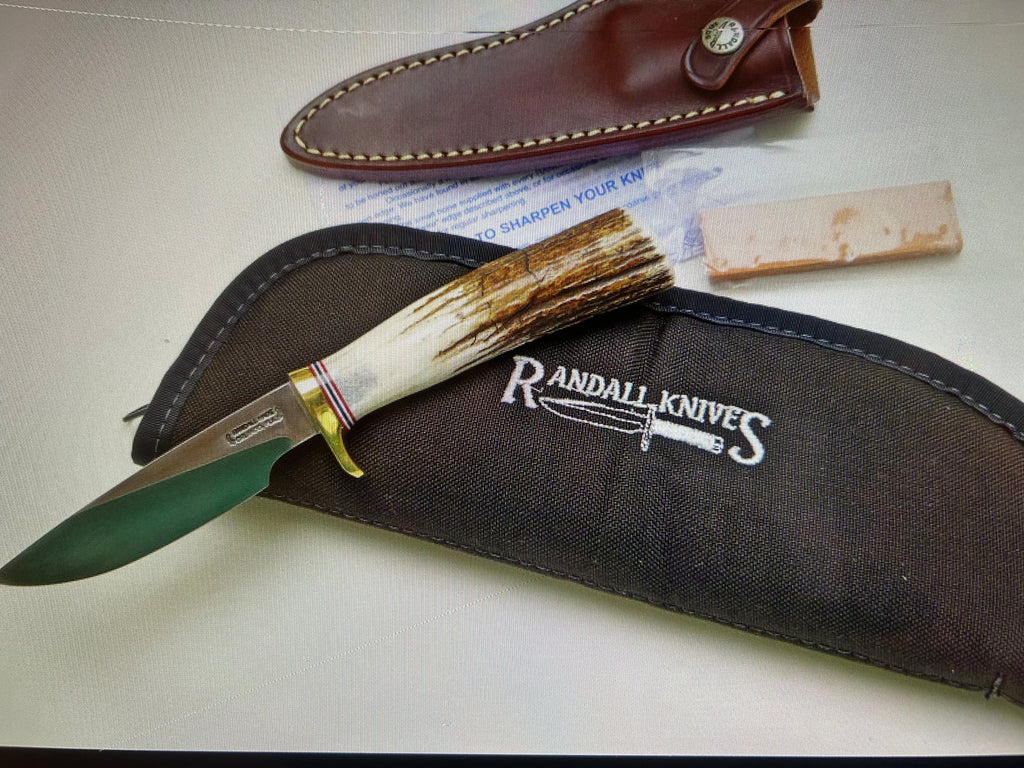 RANDALL USA KNIVES MODEL 5-6.0 ALL PURPOSE FIGHTER KNIFE HIGH CARBON STEEL STAG/ANTLER HANDLE W/SHEATH PRE-OWNED