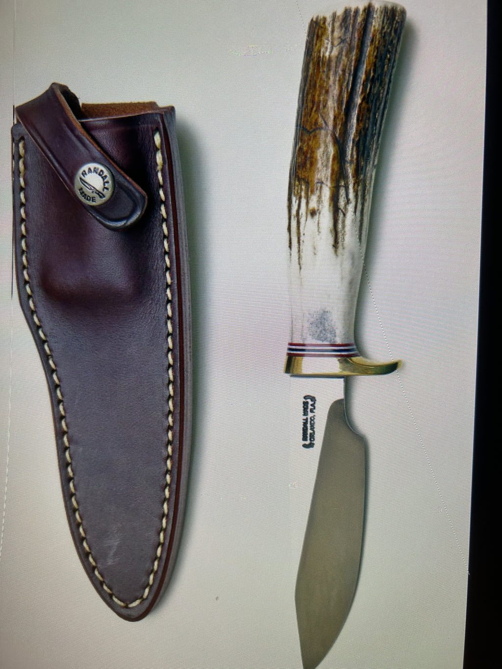 RANDALL USA KNIVES MODEL 5-6.0 ALL PURPOSE FIGHTER KNIFE HIGH CARBON STEEL STAG/ANTLER HANDLE W/SHEATH PRE-OWNED