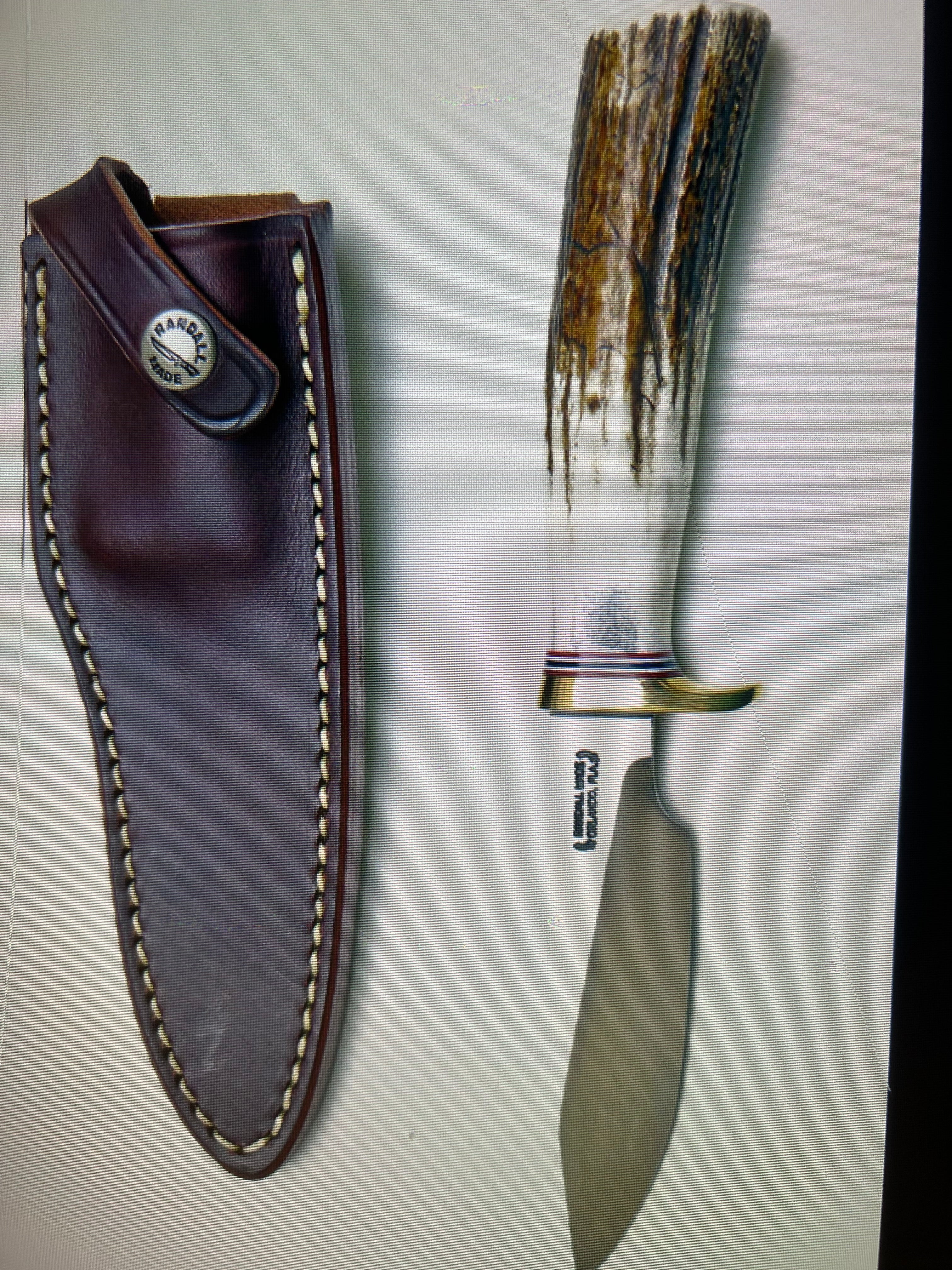 RANDALL USA KNIVES MODEL 5-6.0 ALL PURPOSE FIGHTER KNIFE HIGH CARBON STEEL STAG/ANTLER HANDLE W/SHEATH PRE-OWNED