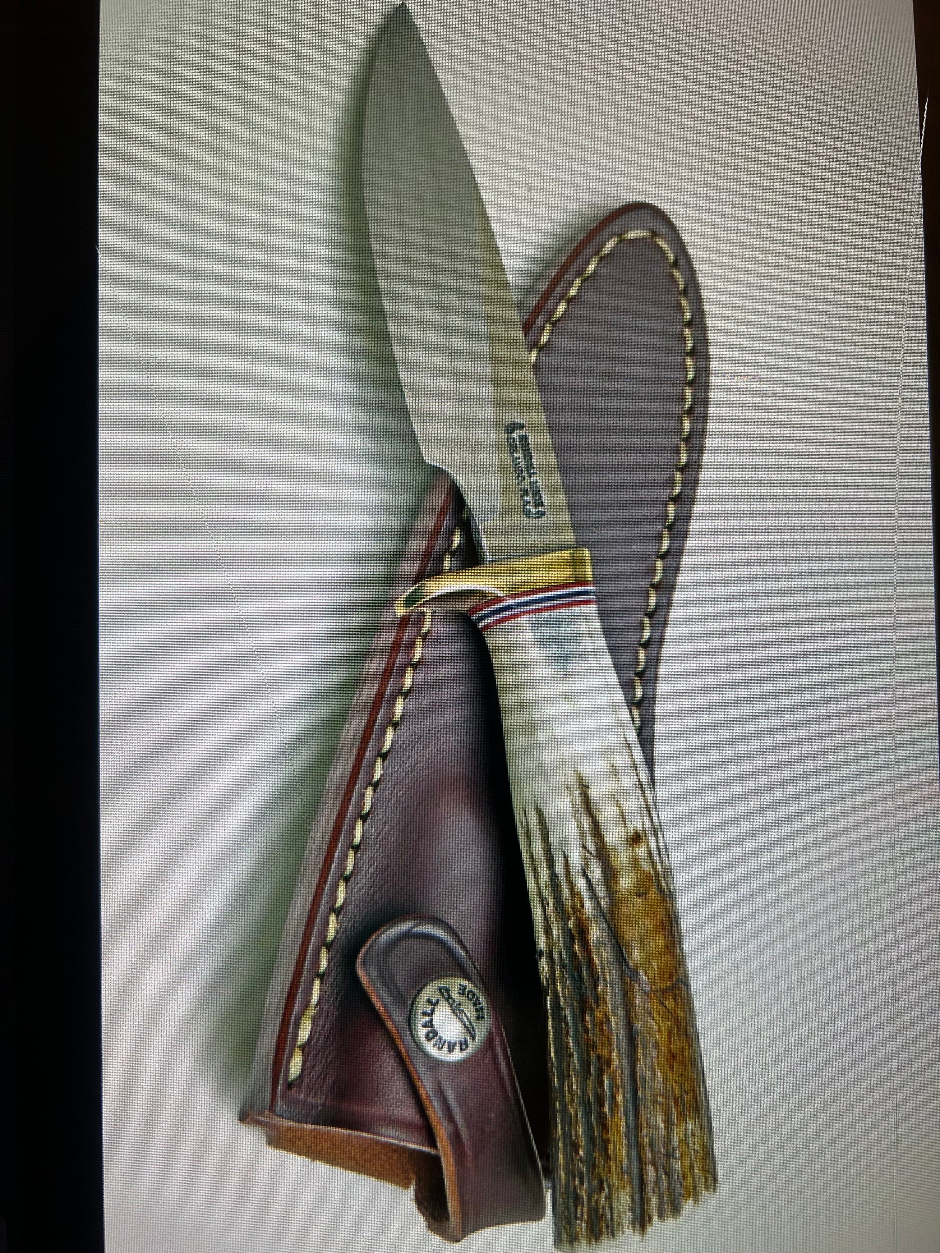 RANDALL USA KNIVES MODEL 5-6.0 ALL PURPOSE FIGHTER KNIFE HIGH CARBON STEEL STAG/ANTLER HANDLE W/SHEATH PRE-OWNED