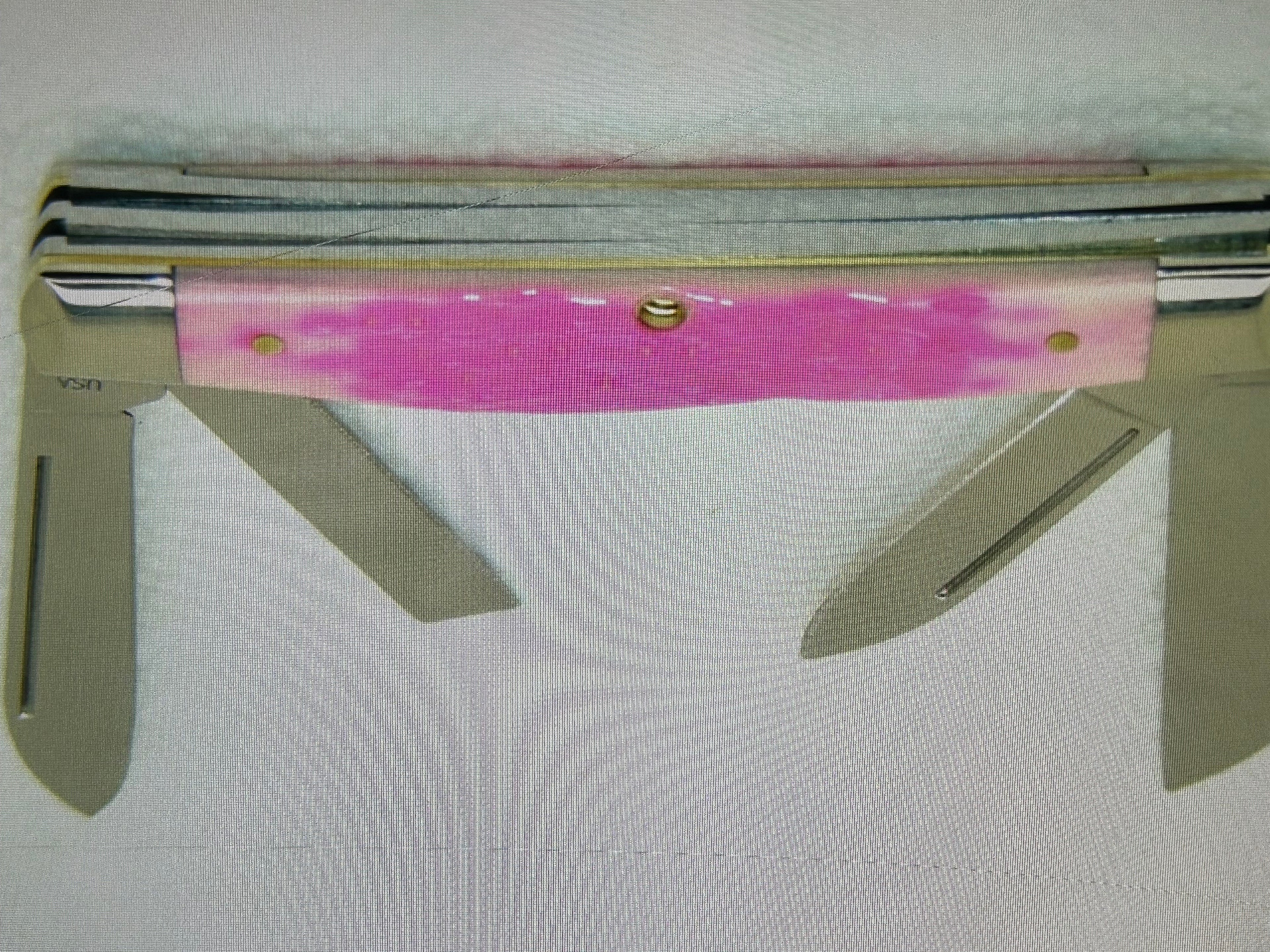 a...Case XX USA The Lady Case Vintage Trapper Exotic Boone Stag Pink Handle Pocket Knife w/Sheath Pre-OWNED