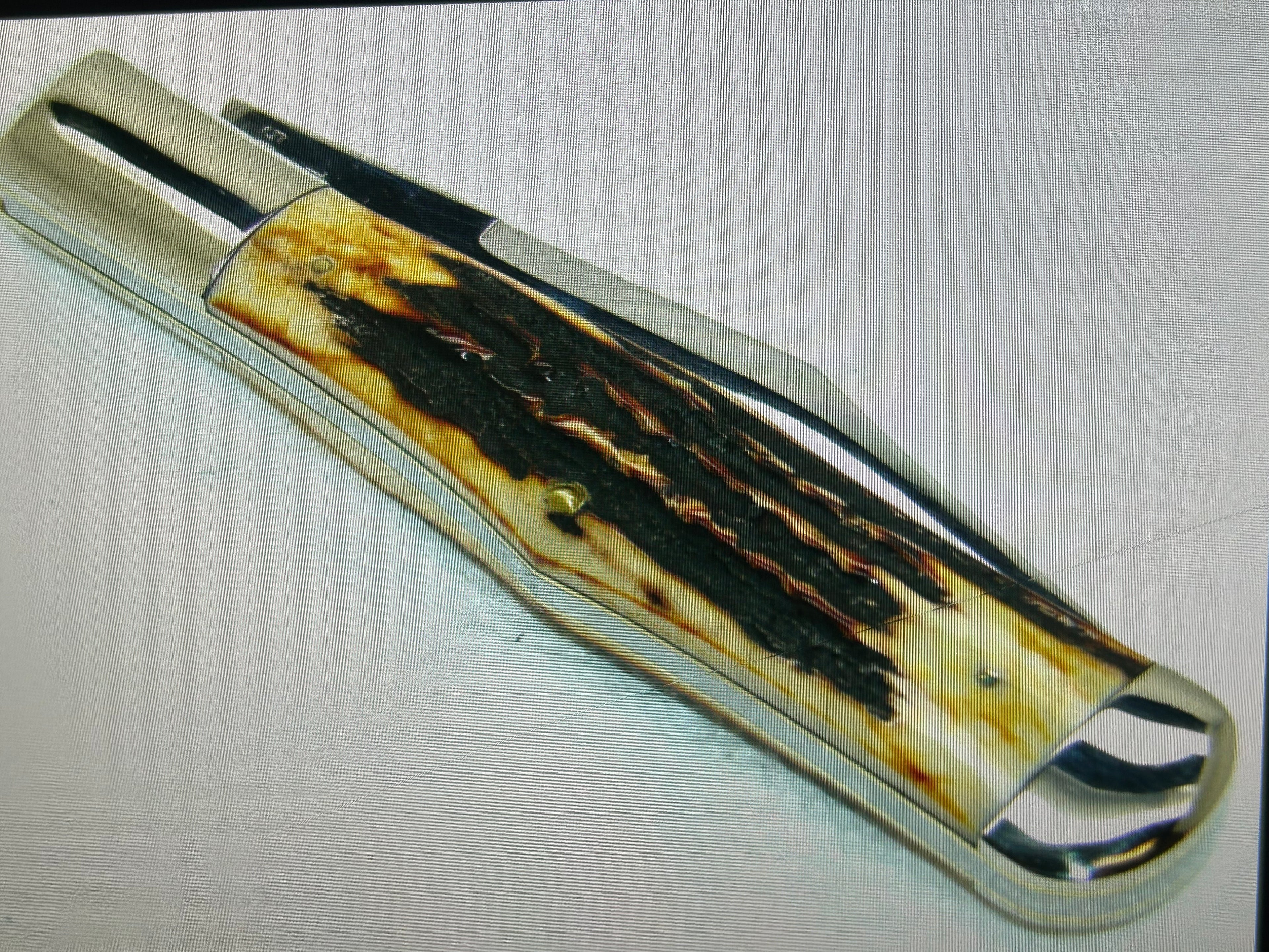 a...Case XX USA WR Case & Sons Vintage 1991 Super Boone Stag Brown Yellow Handle Limited Edition Pocket Knife w/Sheath Pre-OWNED