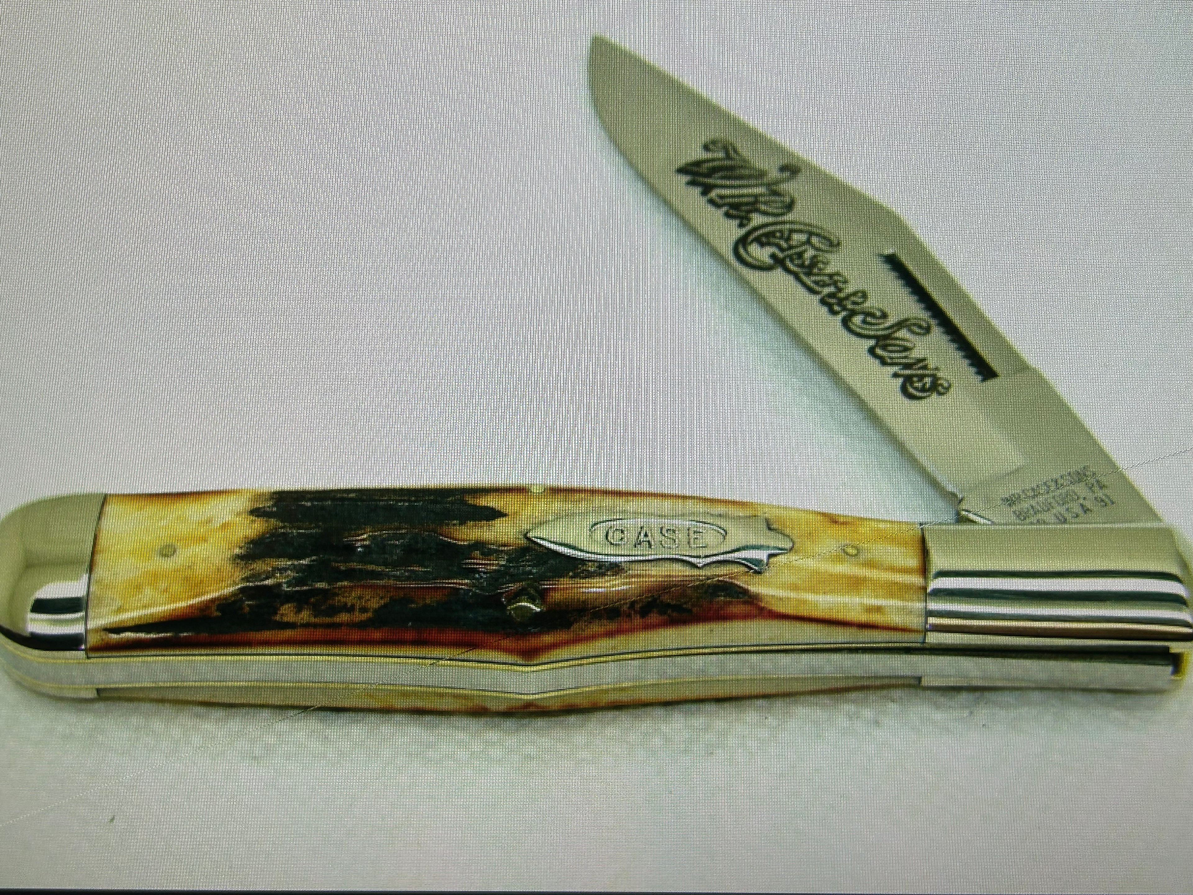 a...Case XX USA WR Case & Sons Vintage 1991 Super Boone Stag Brown Yellow Handle Limited Edition Pocket Knife w/Sheath Pre-OWNED