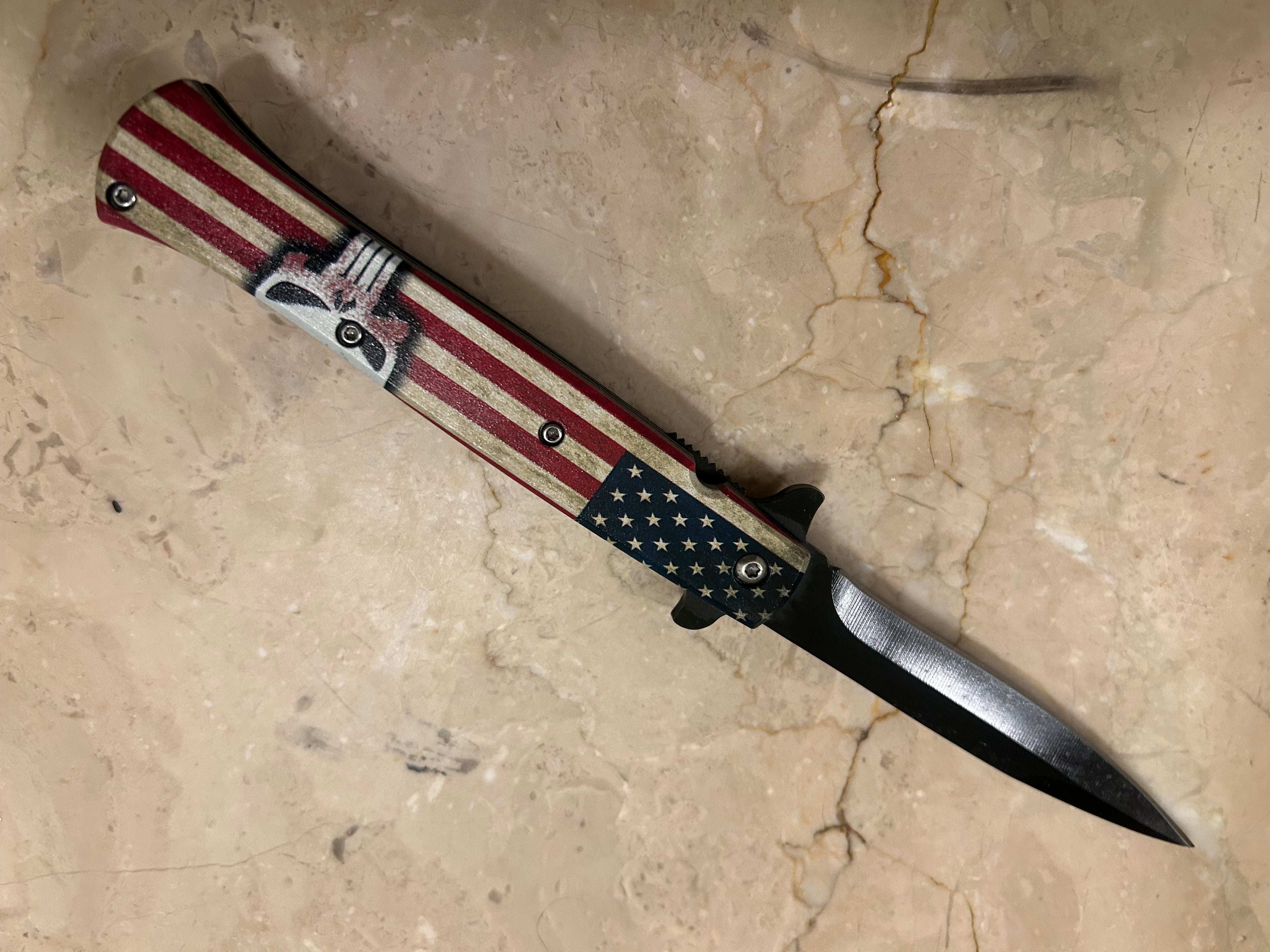 SS...ELITE SKULL ASSIST TACTICAL BLACK STAINLESS STEEL KNIFE NEW