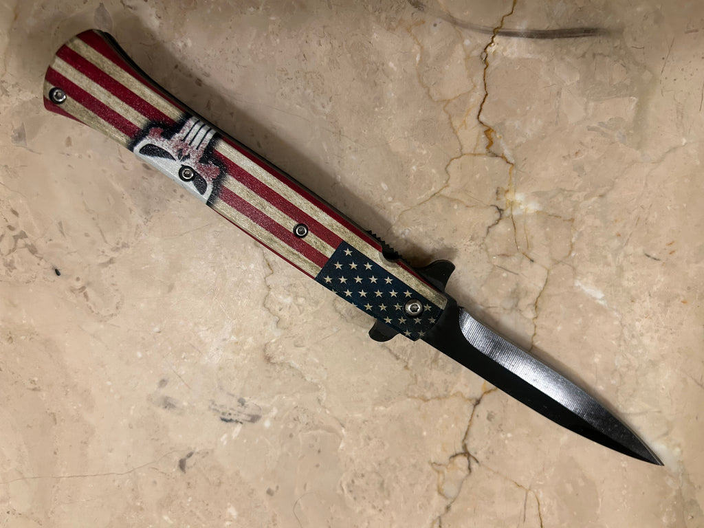 SS...ELITE SKULL ASSIST TACTICAL BLACK STAINLESS STEEL KNIFE NEW