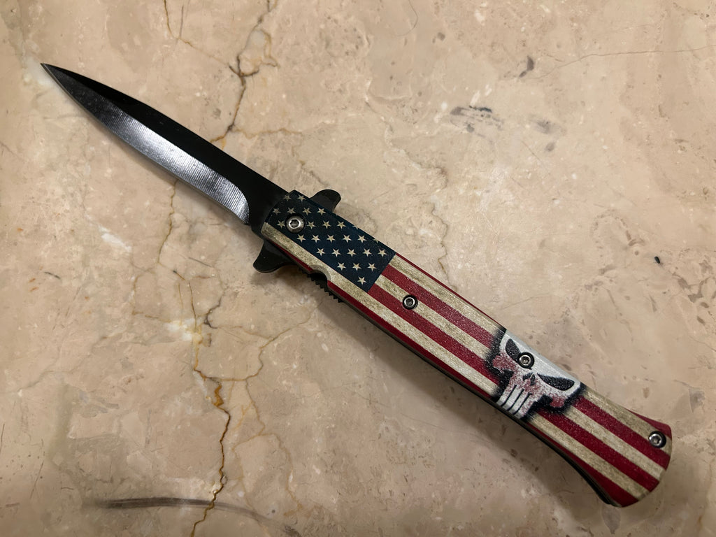 SS...ELITE SKULL ASSIST TACTICAL BLACK STAINLESS STEEL KNIFE NEW