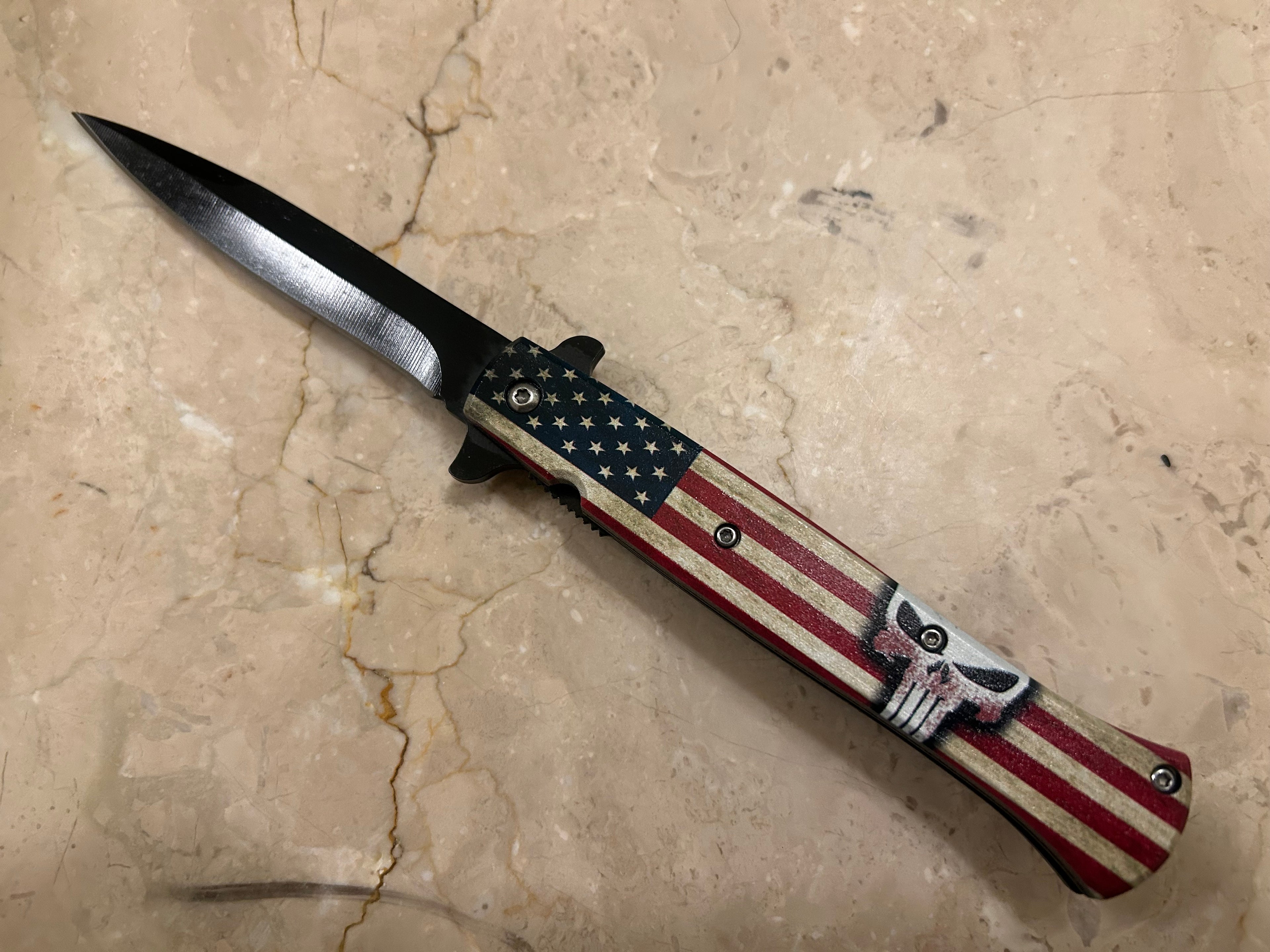 SS...ELITE SKULL ASSIST TACTICAL BLACK STAINLESS STEEL KNIFE NEW