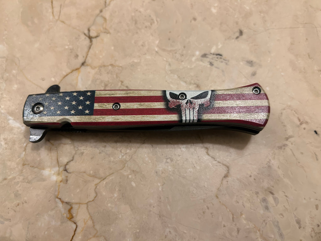 SS...ELITE SKULL ASSIST TACTICAL BLACK STAINLESS STEEL KNIFE NEW